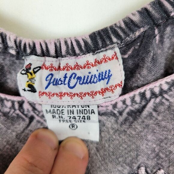 Vintage Made In India Embroidered Dip Dye Tie Back Boho Peplum Tank Top - Picture 6 of 10